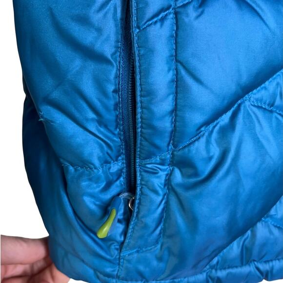 L.L. Bean UltraLight Goose Down Puffer Jacket Womens Large Blue Hooded Quilted - Picture 5 of 8